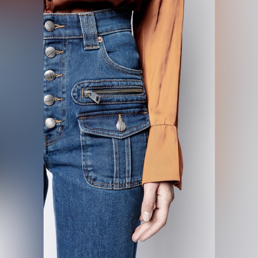 ZADIG & VOLTAIRE Eyes Denim Show Straight Leg Jeans in Bleu size 27 - Picture 3 of 7